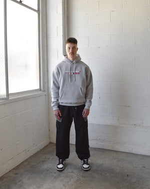 (New) Flag Hoodie - Heather Grey (Embroidered Logo)