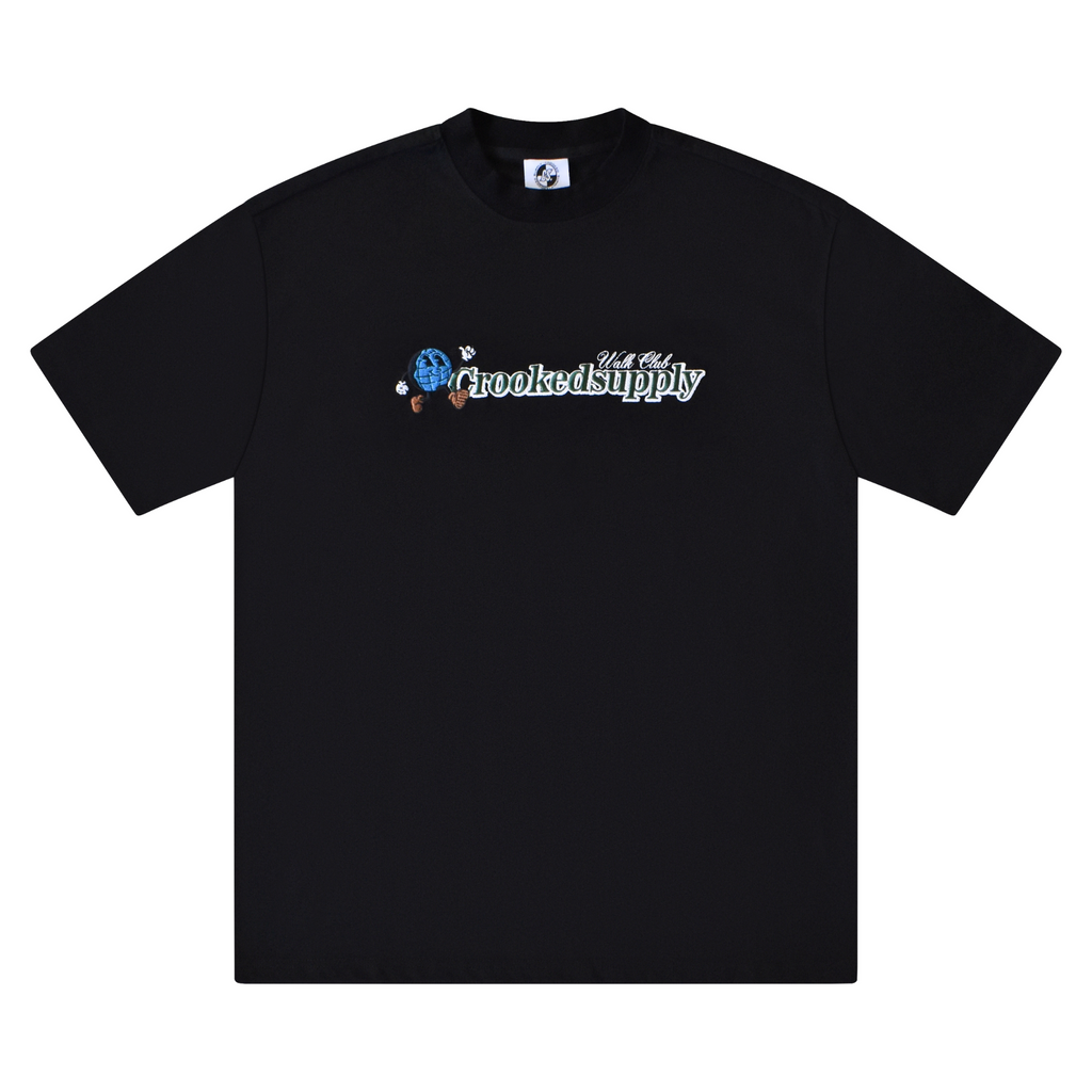 (New) Walk Club Tee - Black (Embroidered Logo)