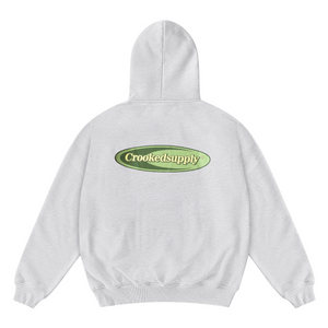 (New) Badge Hoodie - Heather Grey (Embroidered & Screen-Print)