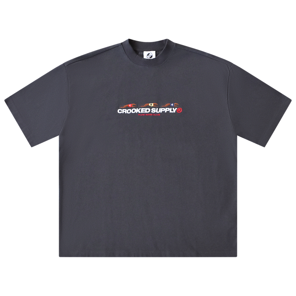 Punters Club Tee - Charcoal (Embroidered Logo)