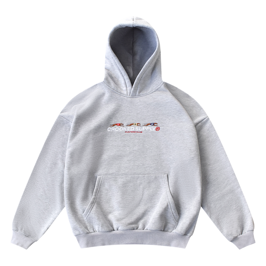 Punters Club Hoodie - Heather Grey (Embroidered Logo)