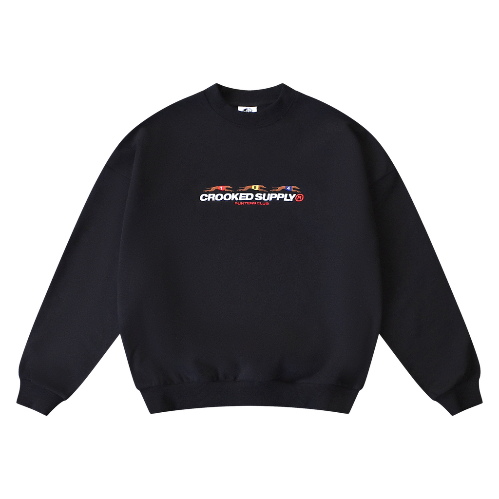 Punters Club Crewneck - Black (Embroidered Logo)