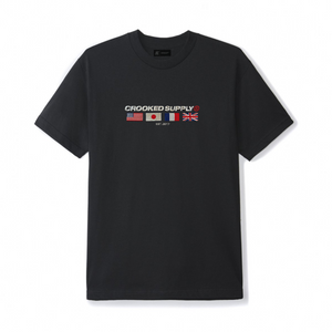 Flag Tee - Black (Embroidered Logo)