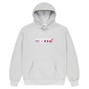 (New) Flag Hoodie - Heather Grey (Embroidered Logo)