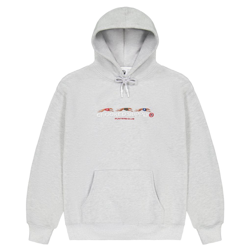 (New) Punters Club Hoodie - Heather Grey (Embroidered Logo)