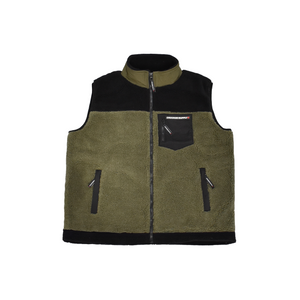 Sherpa Vest - Khaki Green & Black