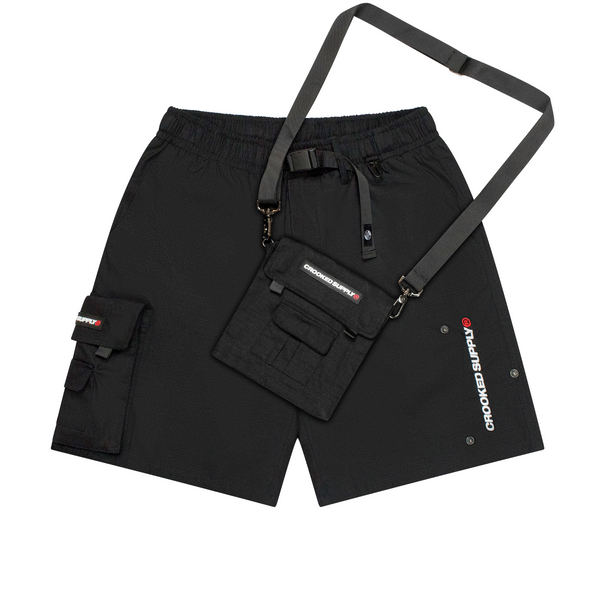 ミュージシャン P.C.F APPAREL / DETACHABLE CARGO SHORTS Explore Cargo Shorts - Black (Detachable Bag) – Crooked Supply