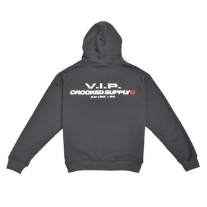 VIP Hoodie - Charcoal (Embroidered Logo + Back Print)