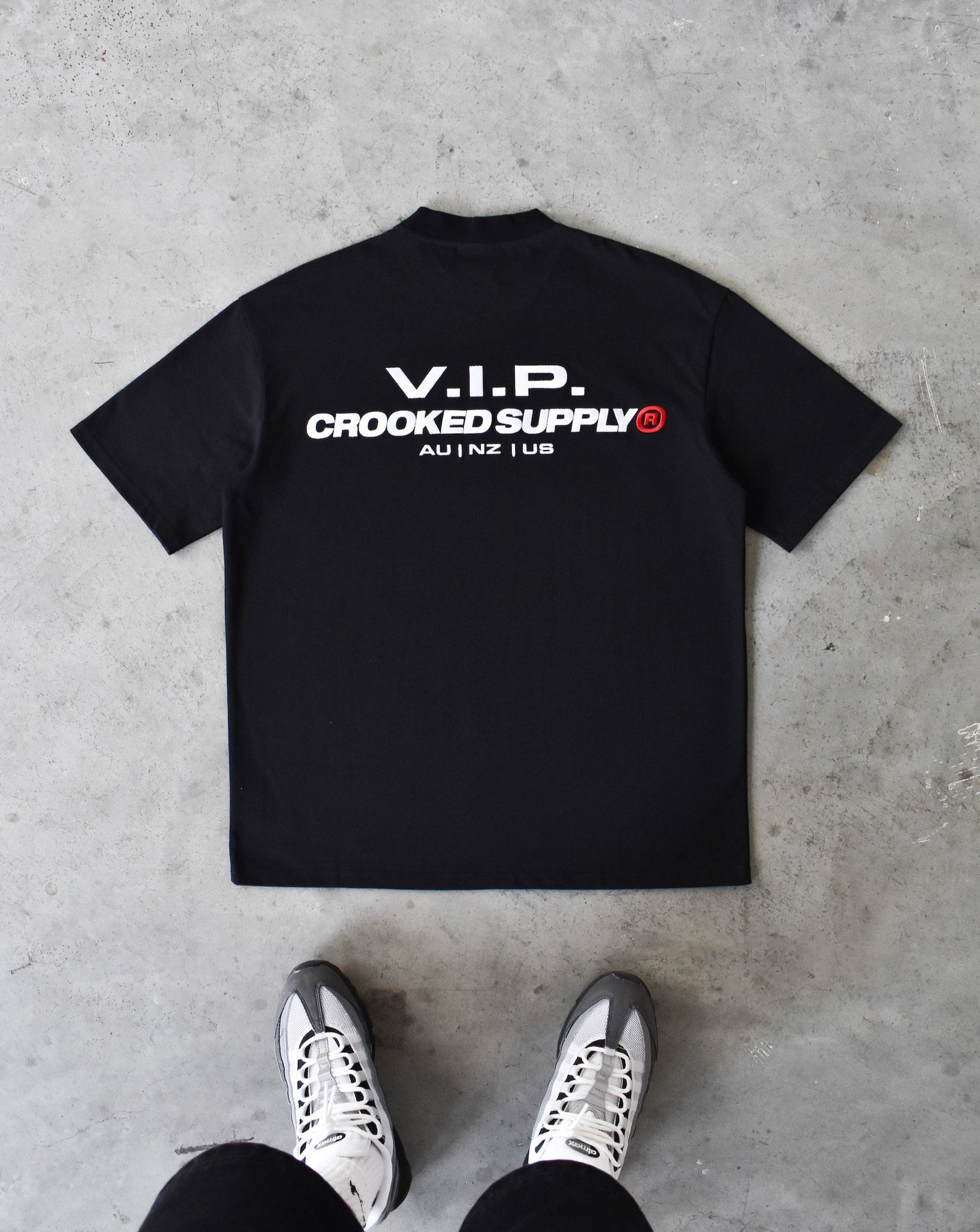 Vip Rporate Merch V.I.P. Tee - Black (Embroidered Logo) – Crooked Supply
