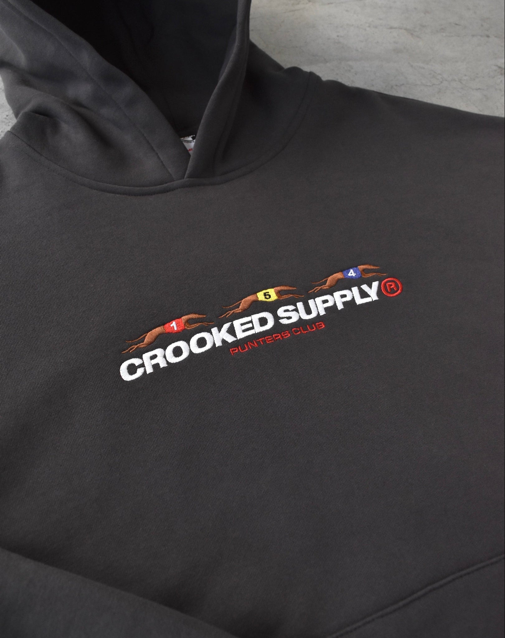 Punters Club Hoodie - Charcoal (Embroidered Logo)
