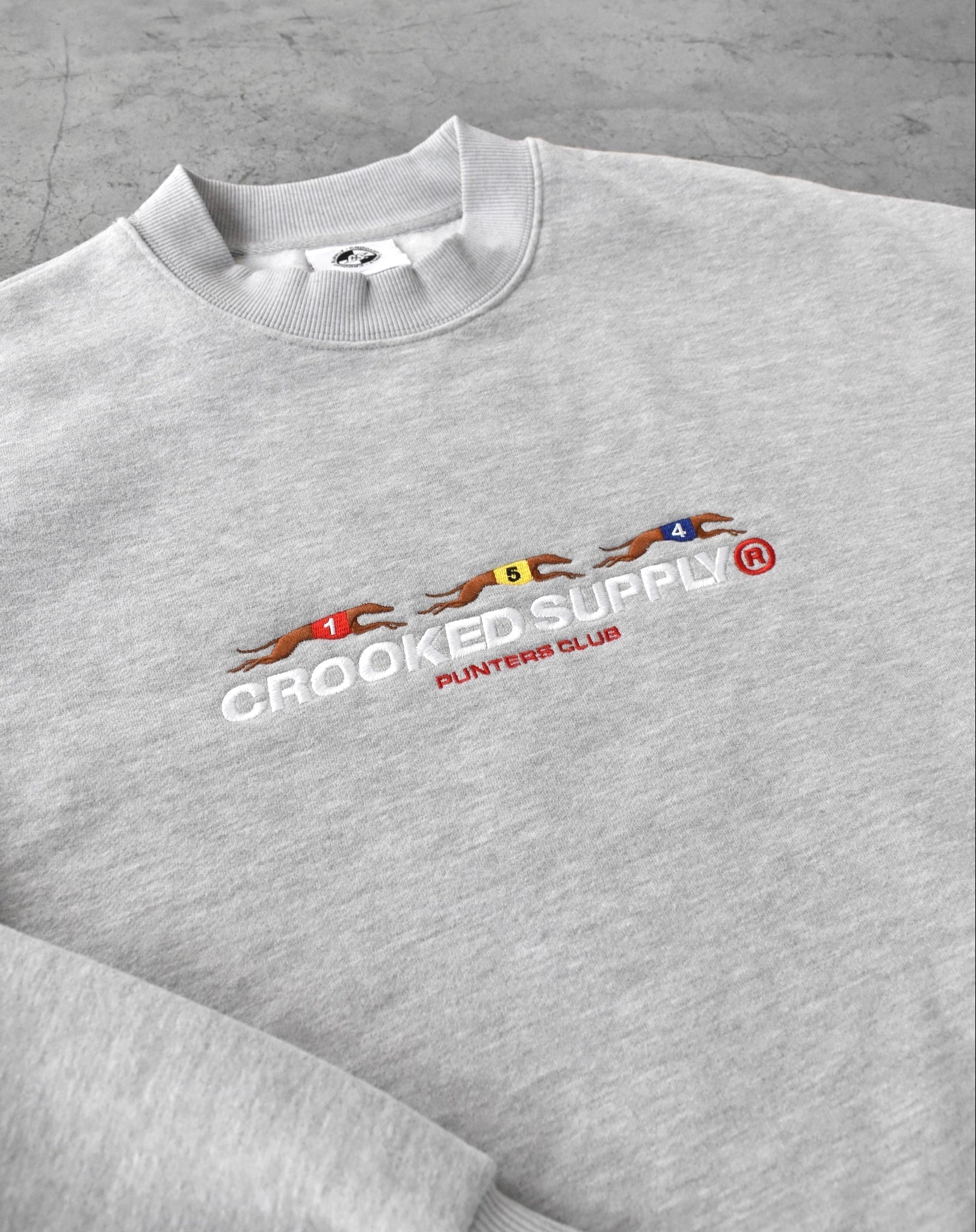 Punters Club Crewneck - Heather Grey (Embroidered Logo)