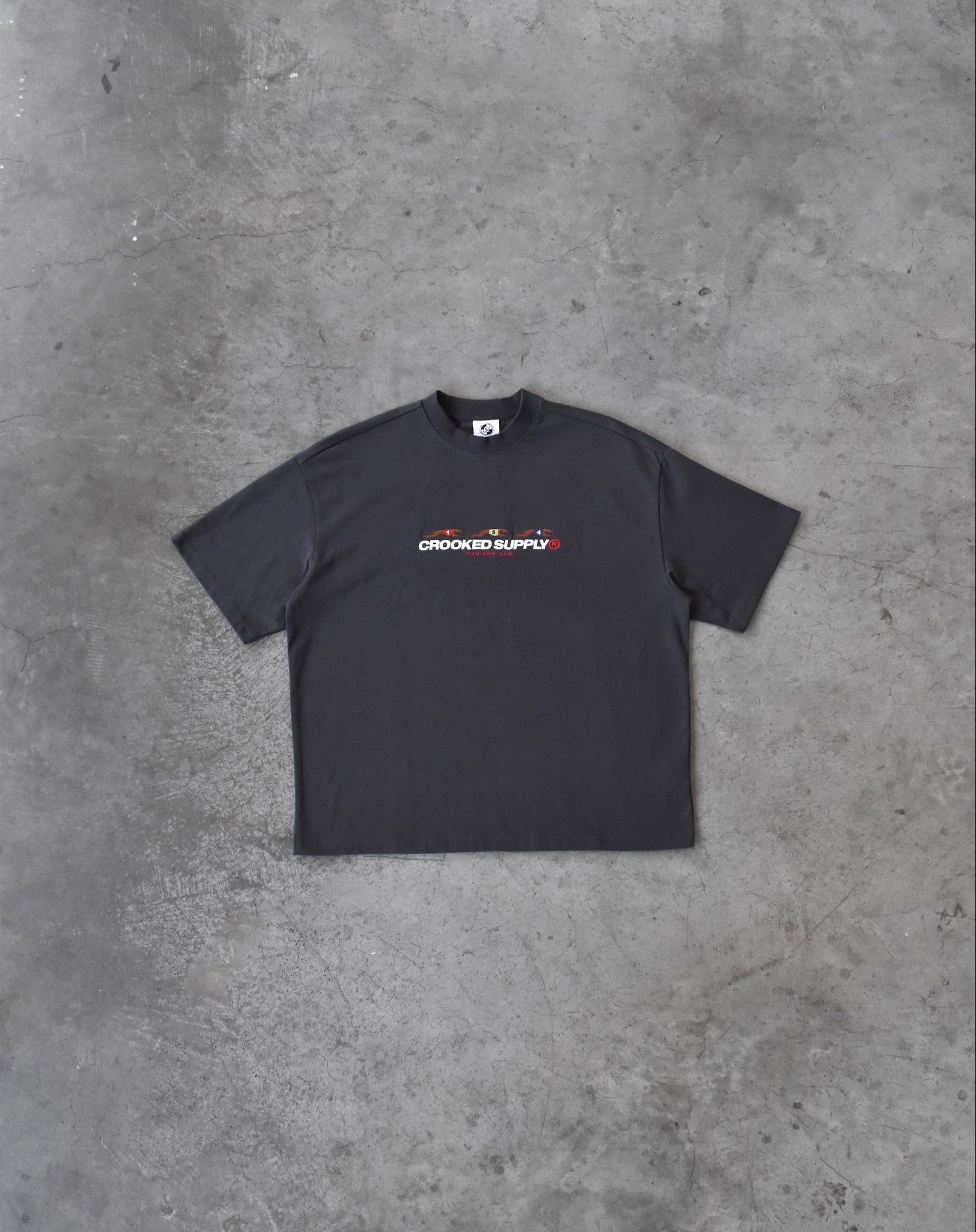 Punters Club Tee - Charcoal (Embroidered Logo)