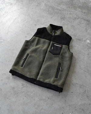 Sherpa Vest - Khaki Green & Black