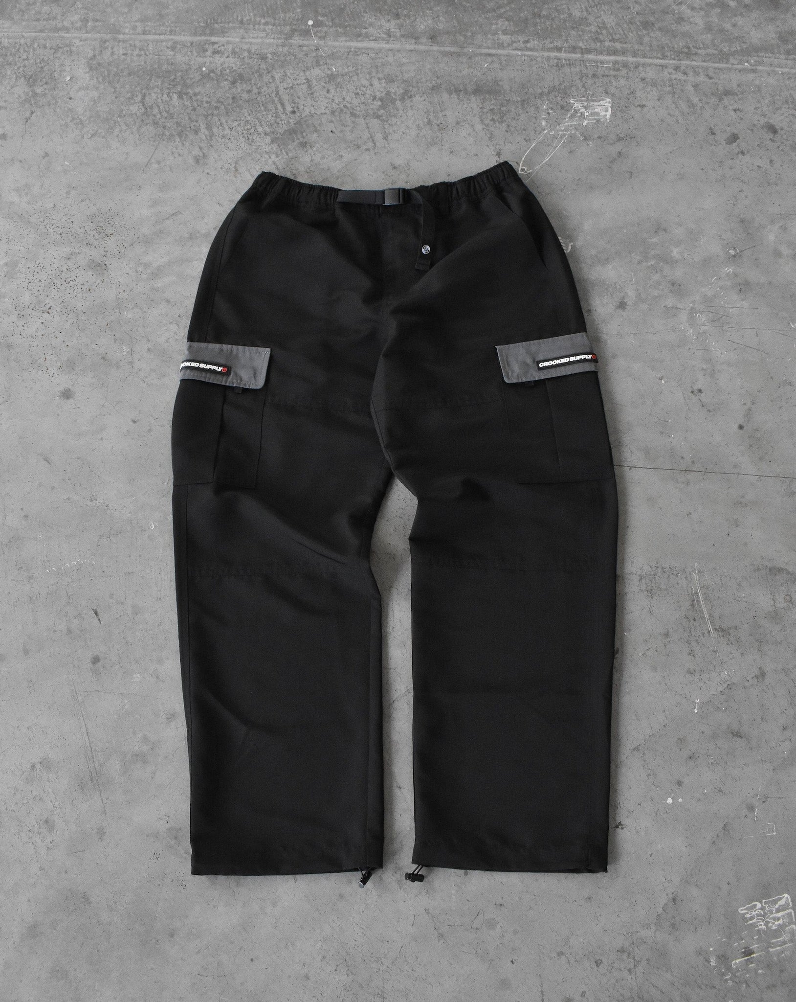 (New) 2-Tone Baggy Cargo Pants - Black & Grey