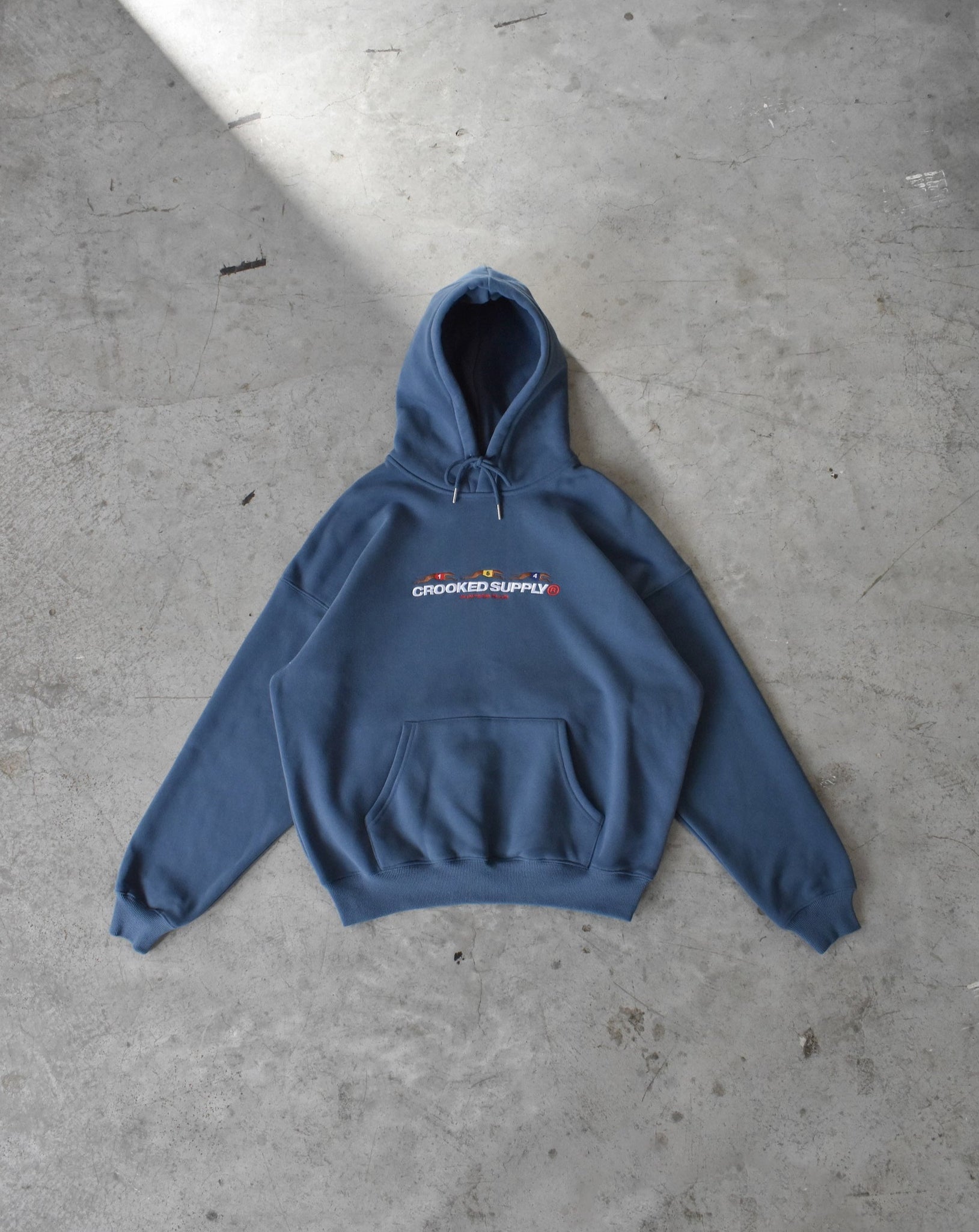 (New) Punters Club Hoodie - Slat Blue (Embroidered Logo)