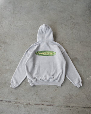 Badge Hoodie - Heather Grey (Embroidered & Screen-Print Logo)