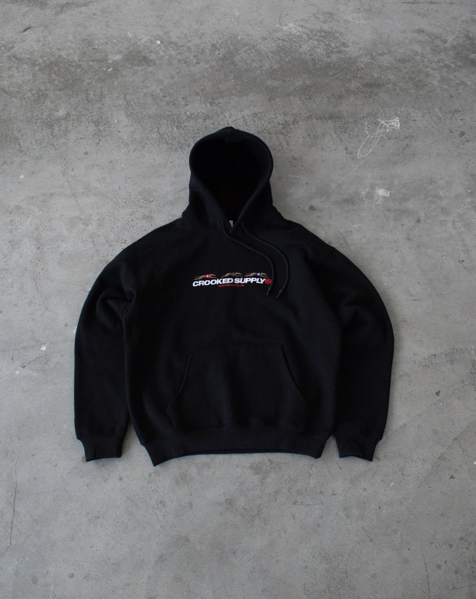 (New) Punters Club Hoodie Hoodie - Black (Embroidered Logo)