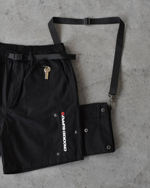 (New) Explore Cargo Shorts - Black (Detachable Bag)