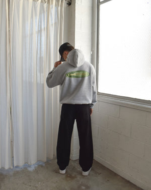 (New) Badge Hoodie - Heather Grey (Embroidered & Screen-Print)