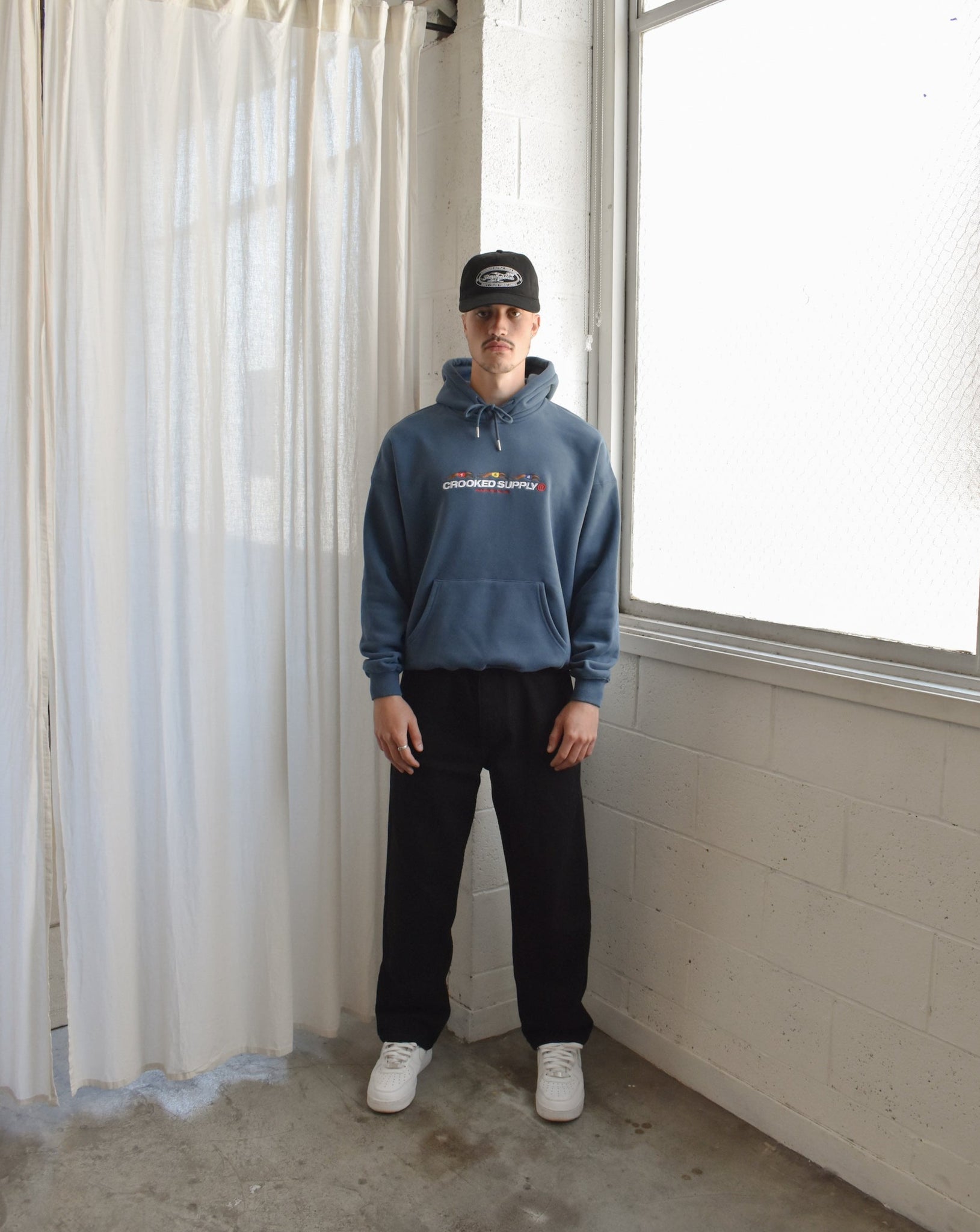 (New) Punters Club Hoodie - Slat Blue (Embroidered Logo)