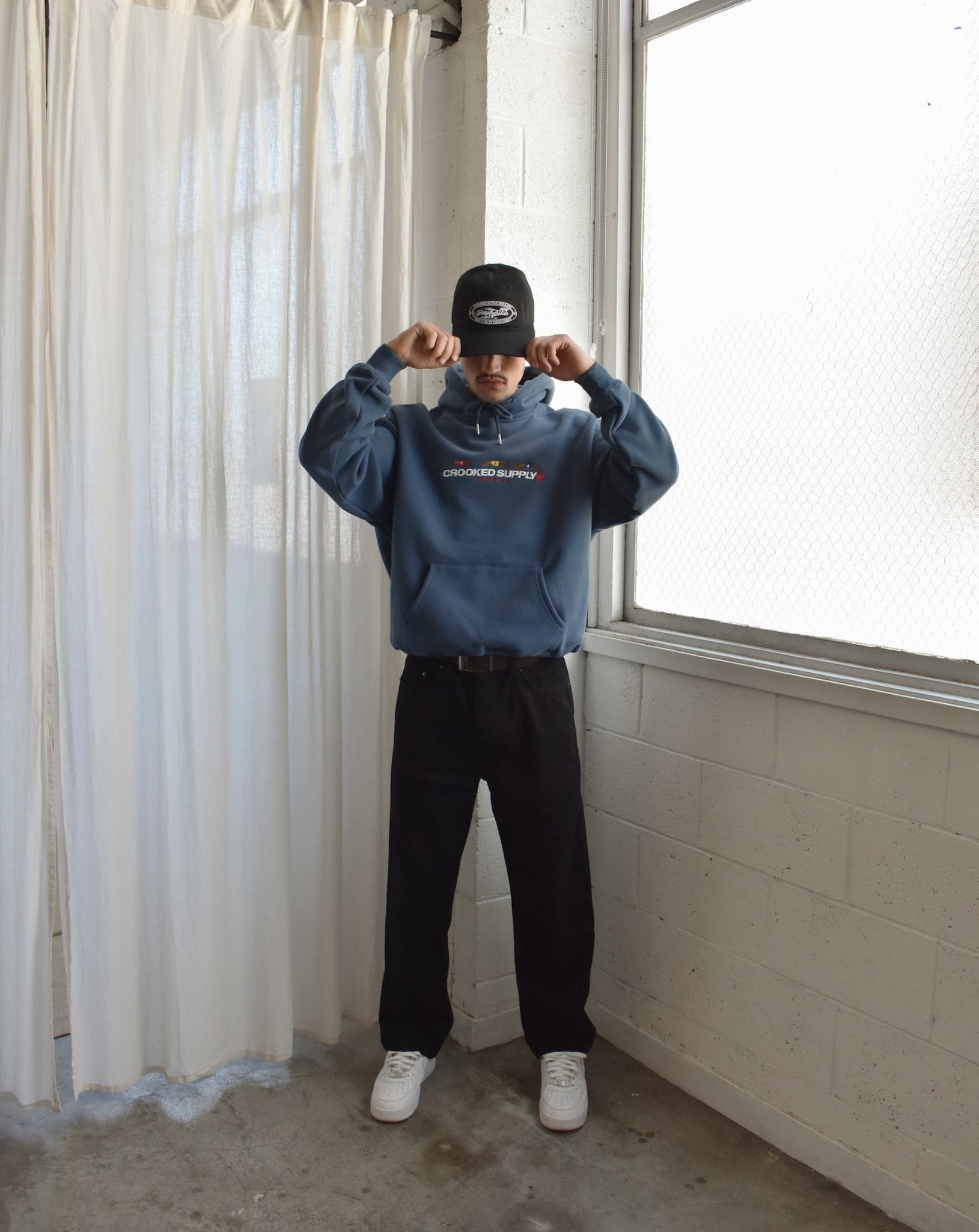 (New) Punters Club Hoodie - Slat Blue (Embroidered Logo)