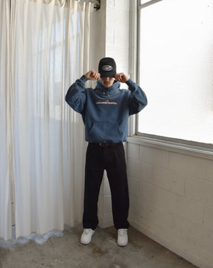 (New) Punters Club Hoodie - Slat Blue (Embroidered Logo)