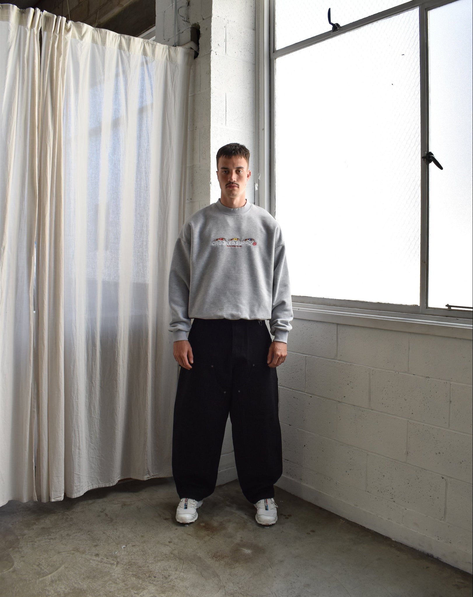 Punters Club Crewneck - Heather Grey (Embroidered Logo)