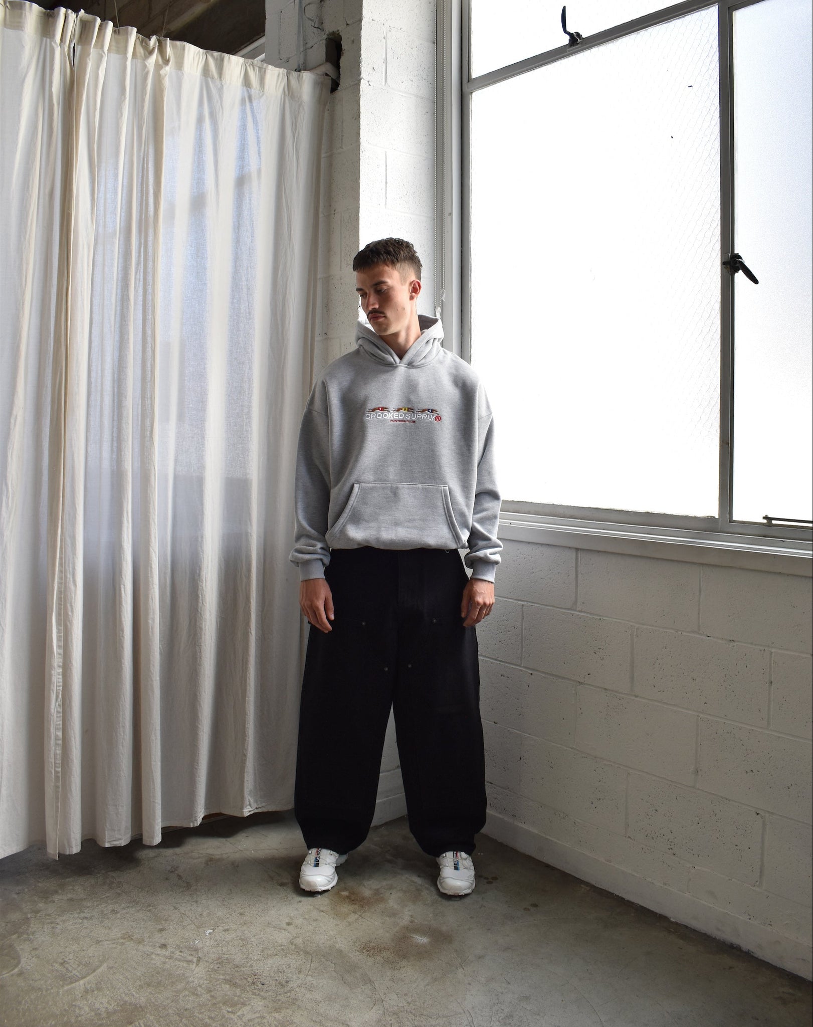 Punters Club Hoodie - Heather Grey (Embroidered Logo)