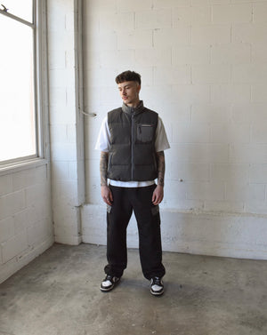 2-Tone Puffer Vest - Charcoal & Grey (Down Fill)