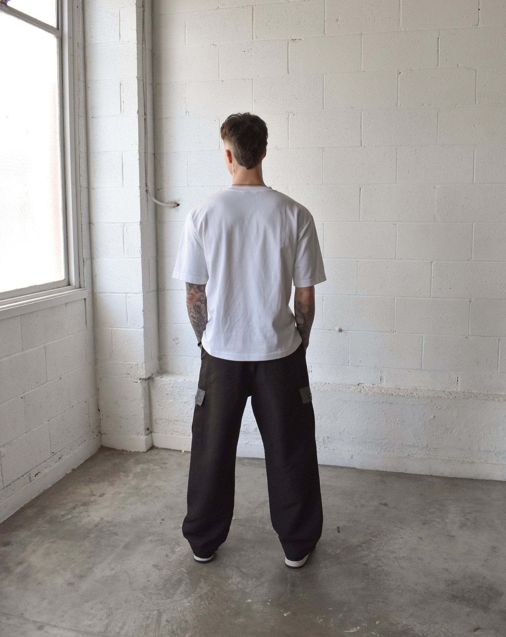 (New) 2-Tone Baggy Cargo Pants - Black & Grey