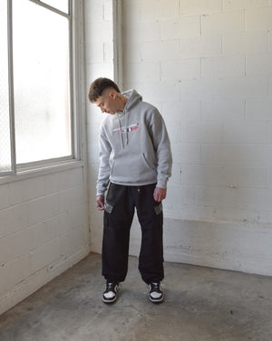 (New) Flag Hoodie - Heather Grey (Embroidered Logo)