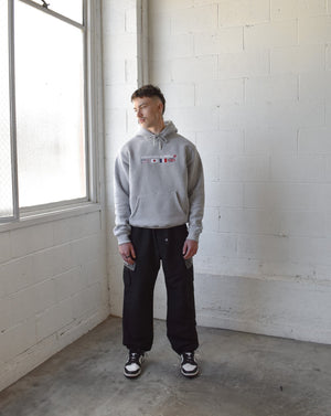 (New) Flag Hoodie - Heather Grey (Embroidered Logo)