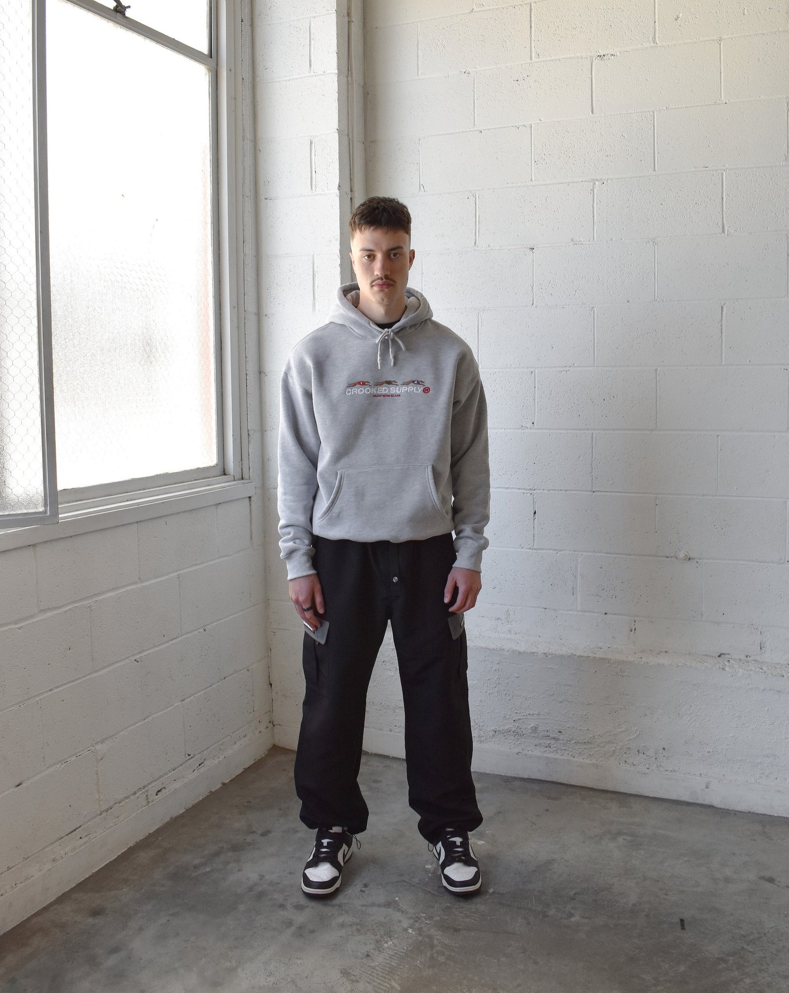 (New) Punters Club Hoodie - Heather Grey (Embroidered Logo)