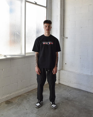 Flag Tee - Black (Embroidered Logo)