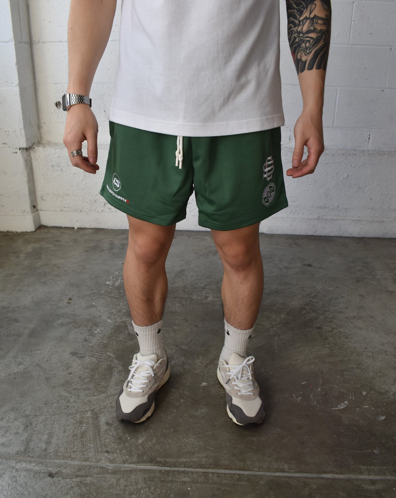 Logo Mesh Shorts - Green (5" Inseam)