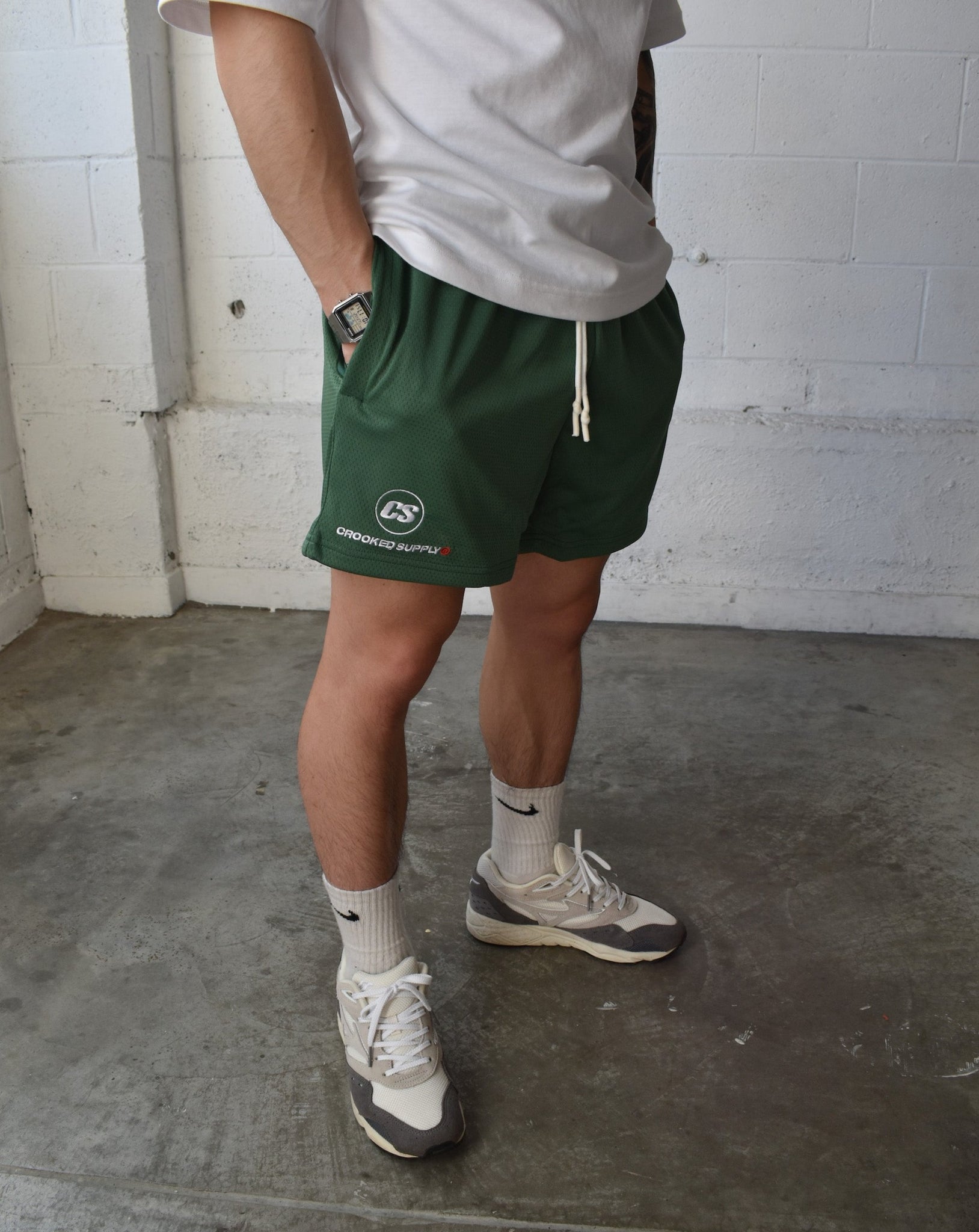 Logo Mesh Shorts - Green (5" Inseam)