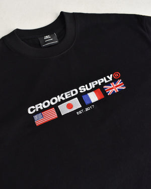 Flag Tee - Black (Embroidered Logo)