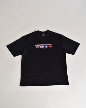 Flag Tee - Black (Embroidered Logo)