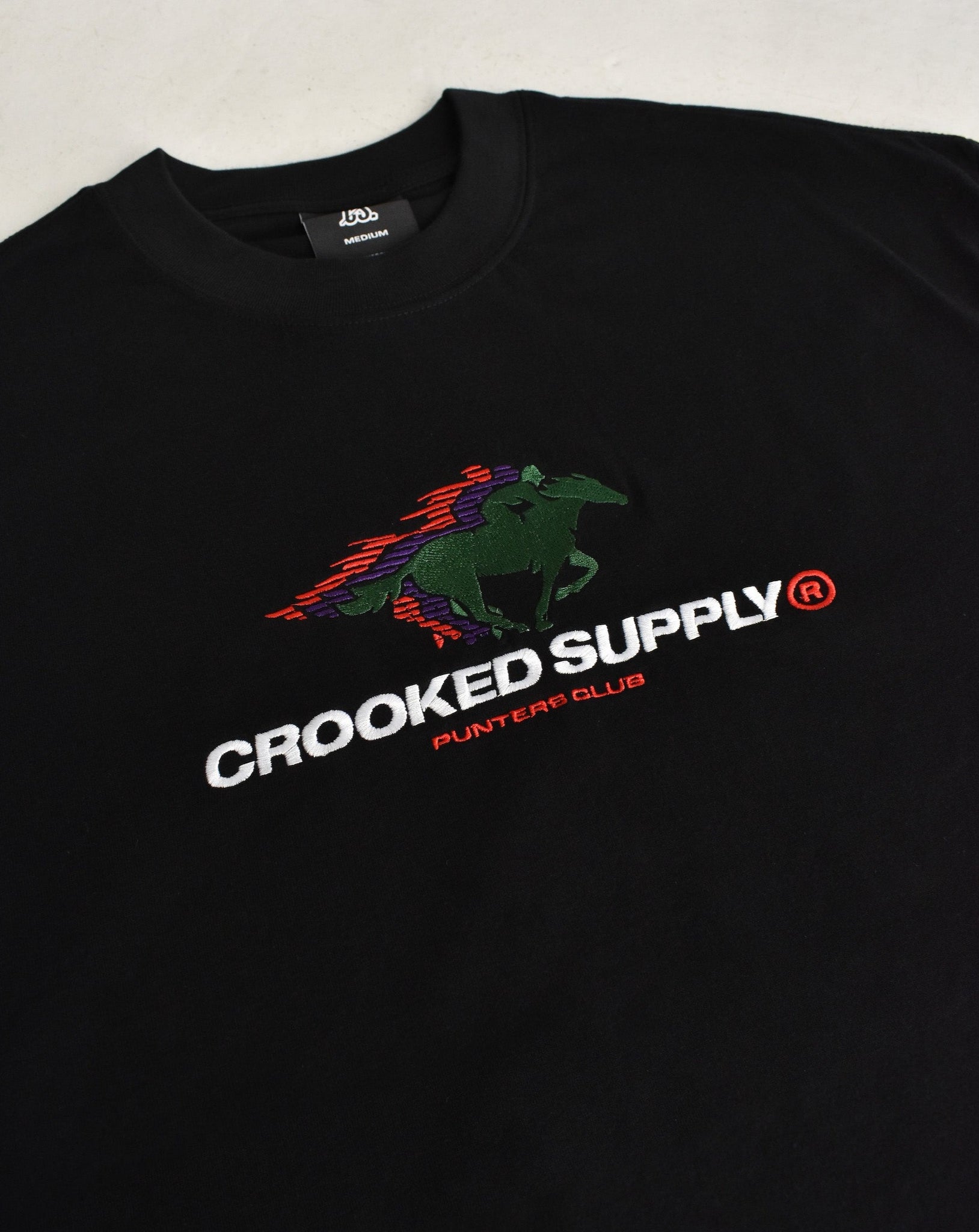 Punters Club 2 Tee - Black (Embroidered Logo)