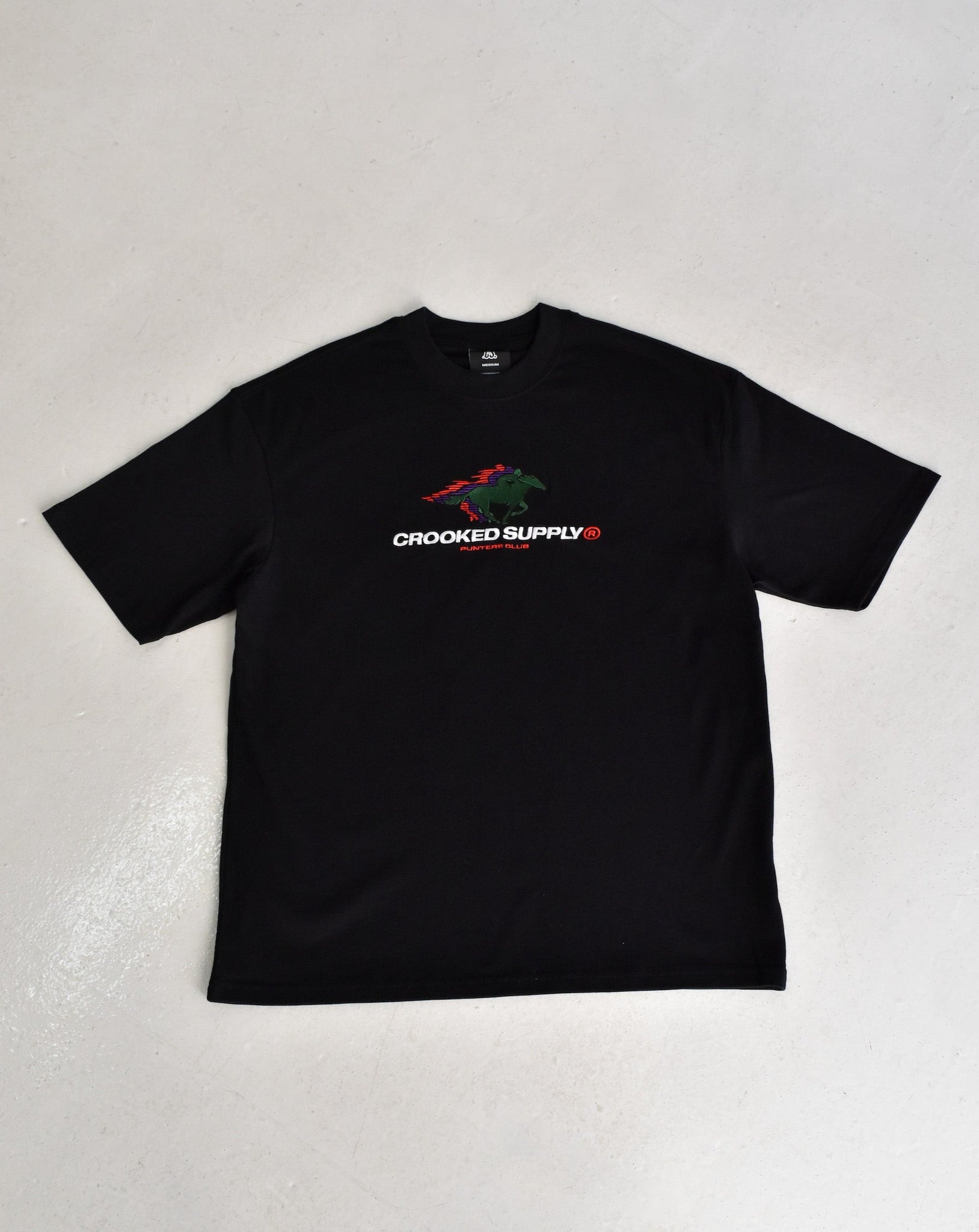 Punters Club 2 Tee - Black (Embroidered Logo)