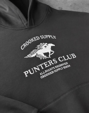 Punters Club Jockey Hoodie - Charcoal (Embroidered Logo)