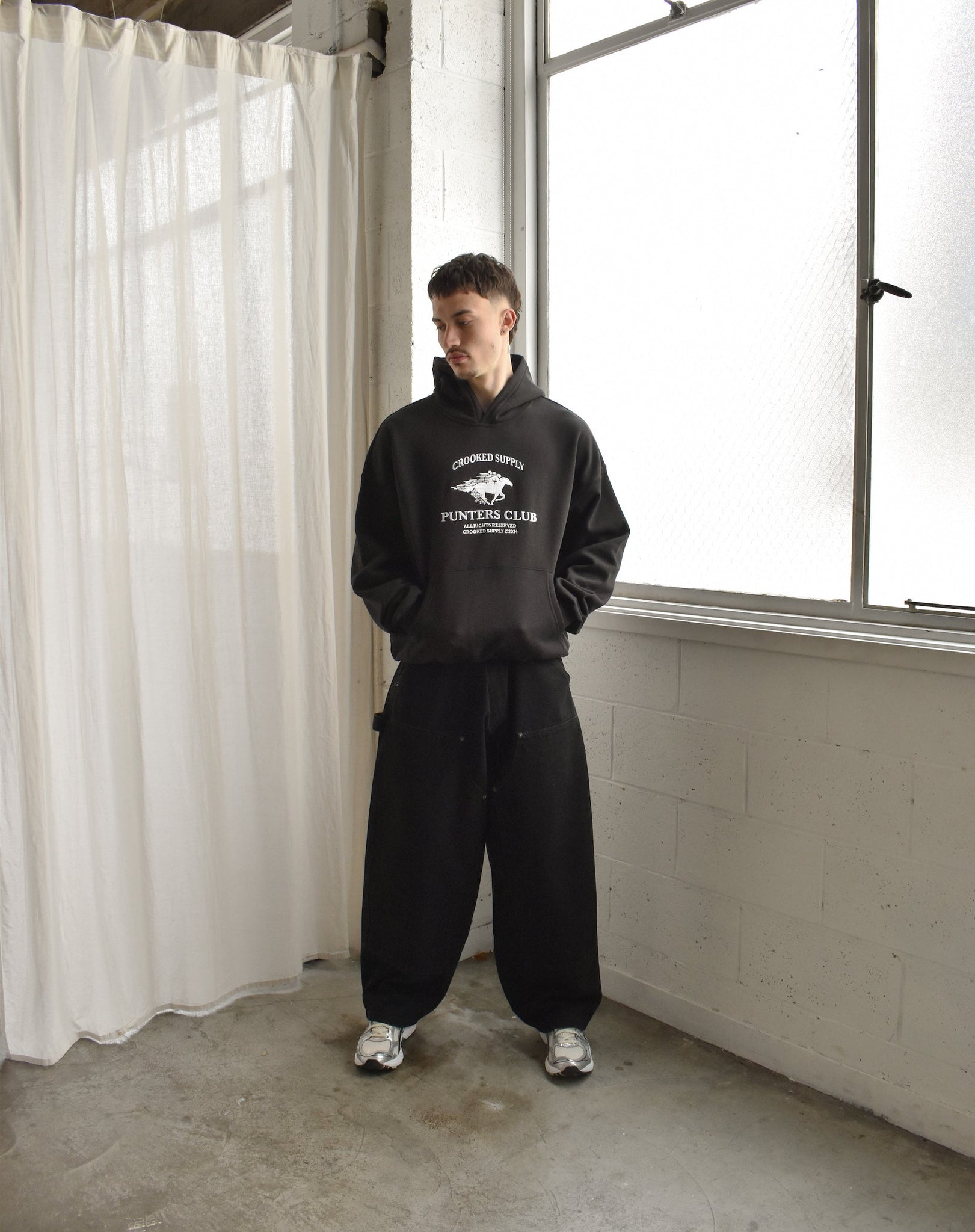 Punters Club Jockey Hoodie - Black (Embroidered Logo)