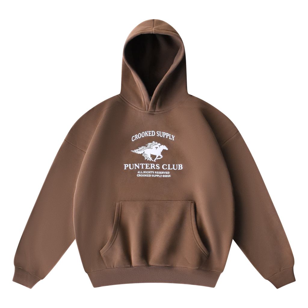Punters Club Jockey Hoodie - Brown (Embroidered Logo)