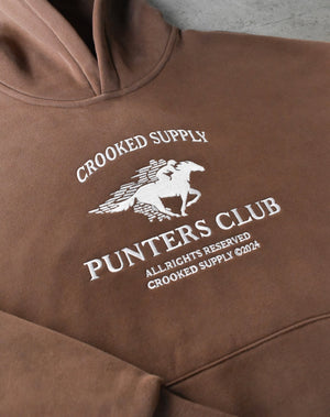Punters Club Jockey Hoodie - Brown (Embroidered Logo)