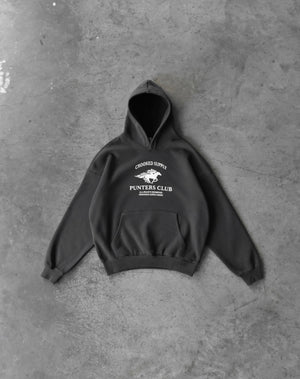 Punters Club Jockey Hoodie - Charcoal (Embroidered Logo)