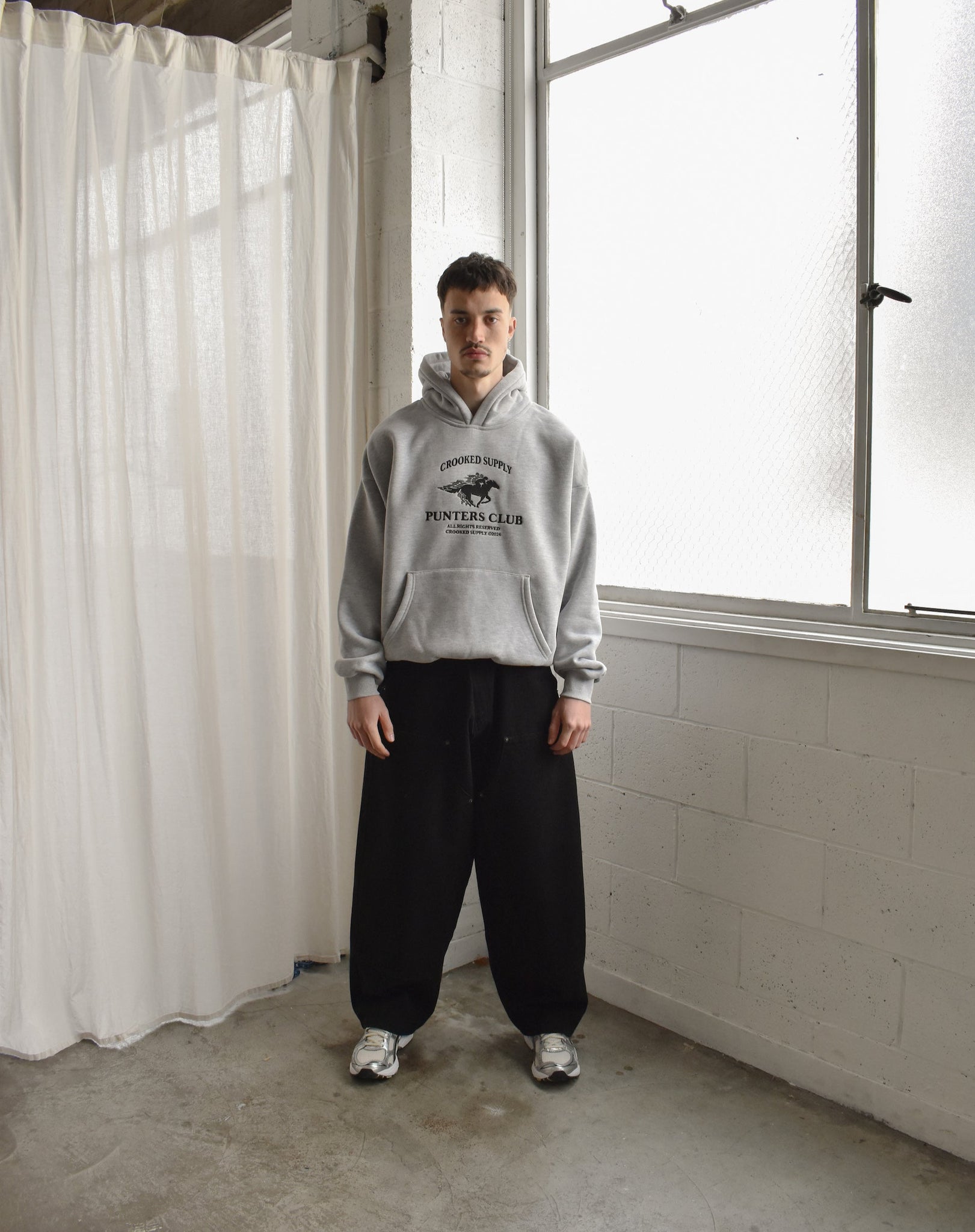 Punters Club Jockey Hoodie - Heather Grey (Embroidered Logo)