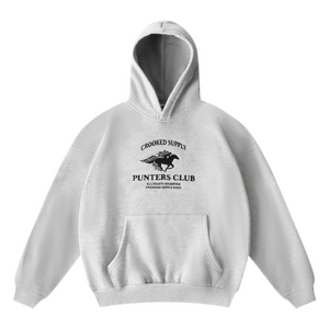 Punters Club Jockey Hoodie - Heather Grey (Embroidered Logo)