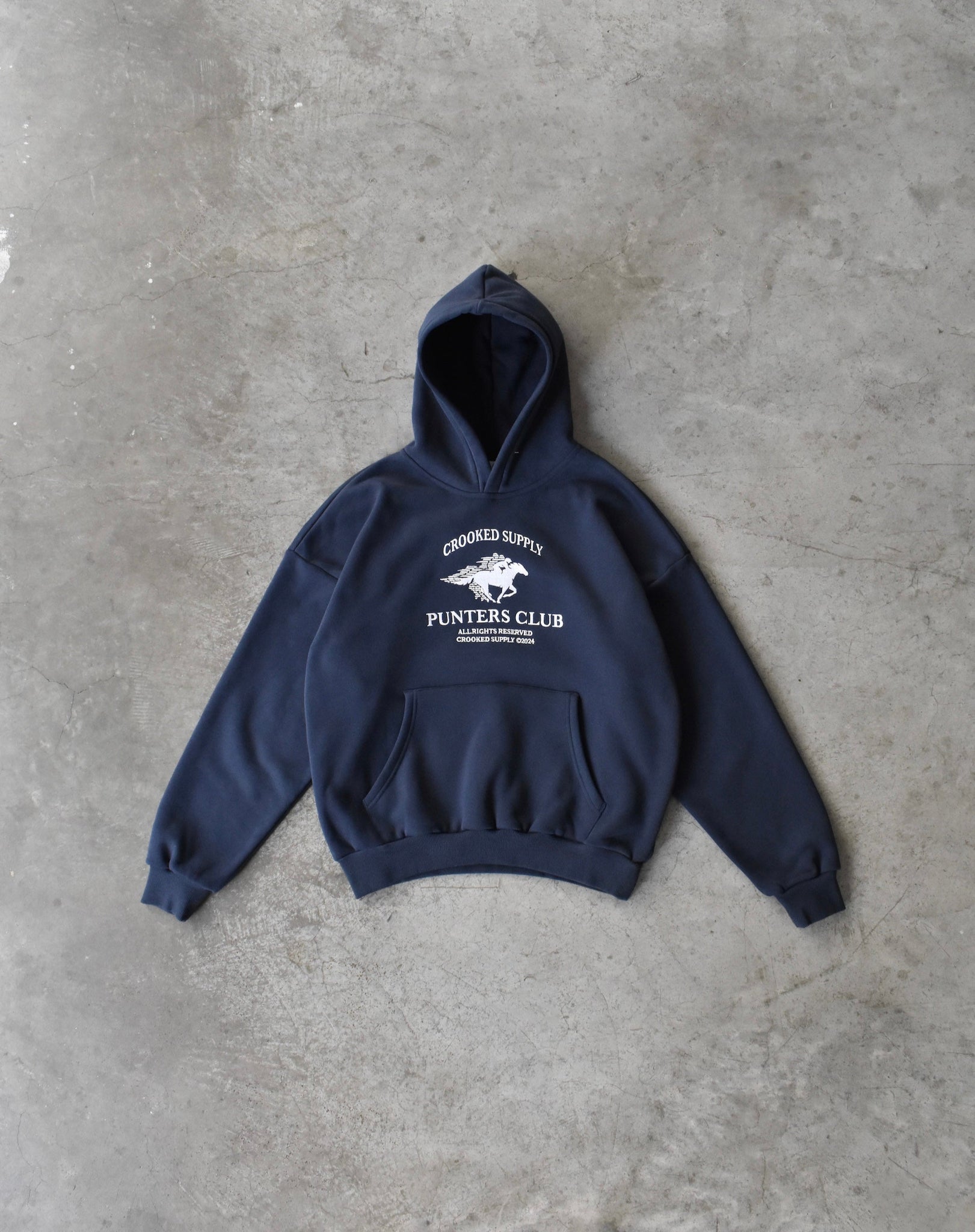 Punters Club Jockey Hoodie - Navy Blue (Embroidered Logo)