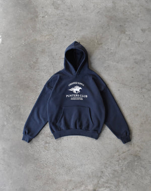Punters Club Jockey Hoodie - Navy Blue (Embroidered Logo)