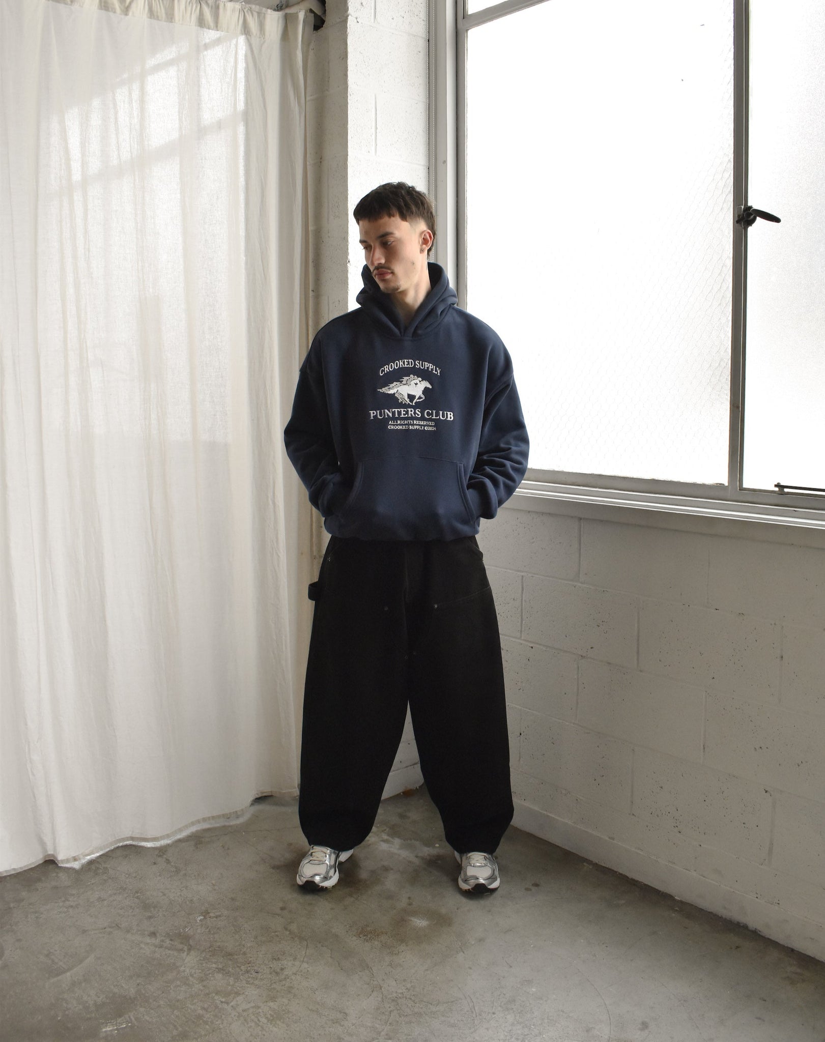 Punters Club Jockey Hoodie - Navy Blue (Embroidered Logo)